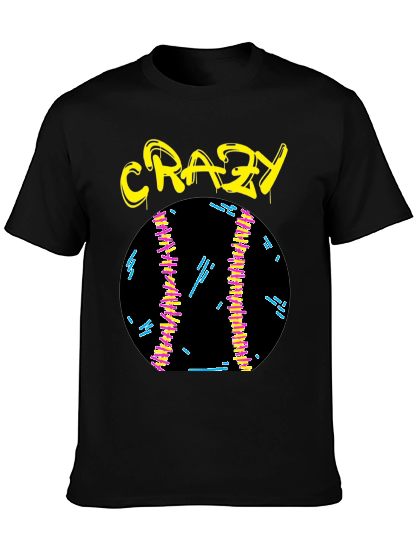 Crazy Graphic Tee - Black Cotton Shirt