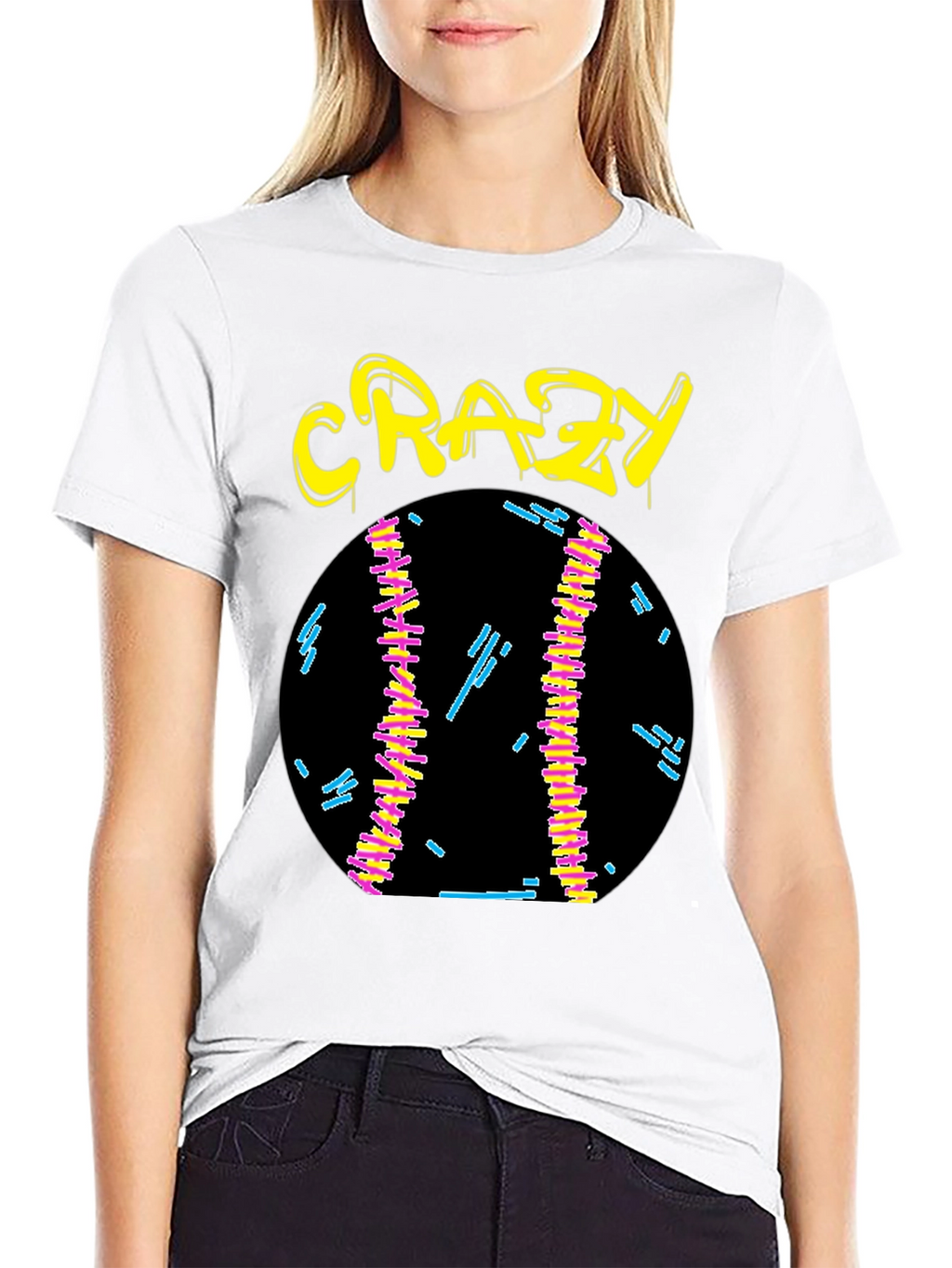 Crazy Graphic Tee - Black Cotton Shirt