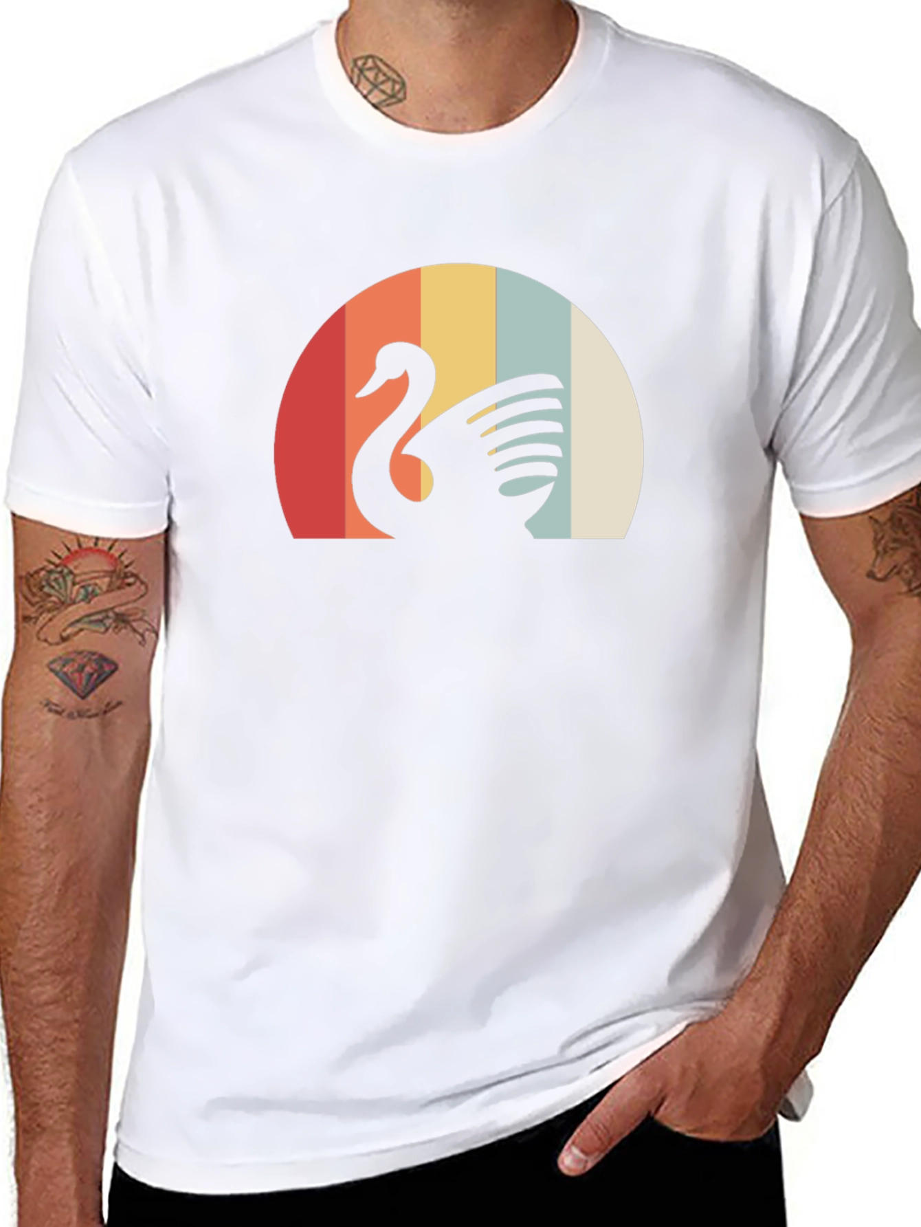 Retro Swan Graphic Tee - Stylish Comfort