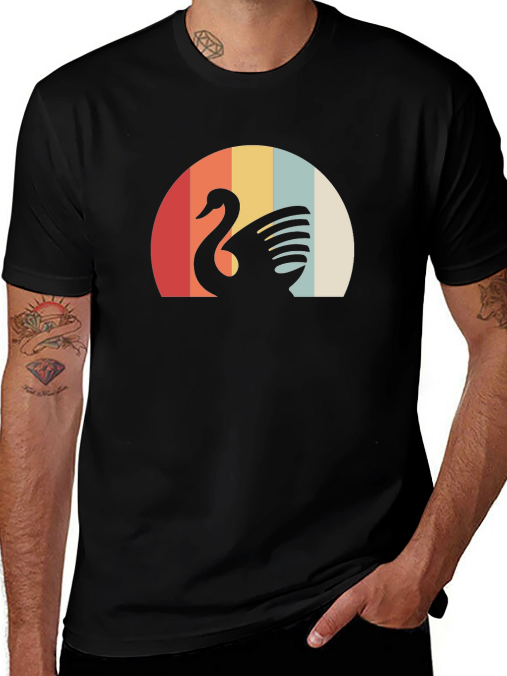 Retro Swan Graphic Tee - Stylish Comfort