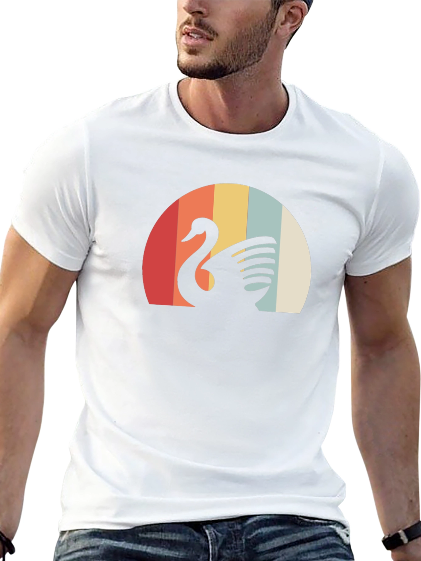 Retro Swan Graphic Tee - Stylish Comfort