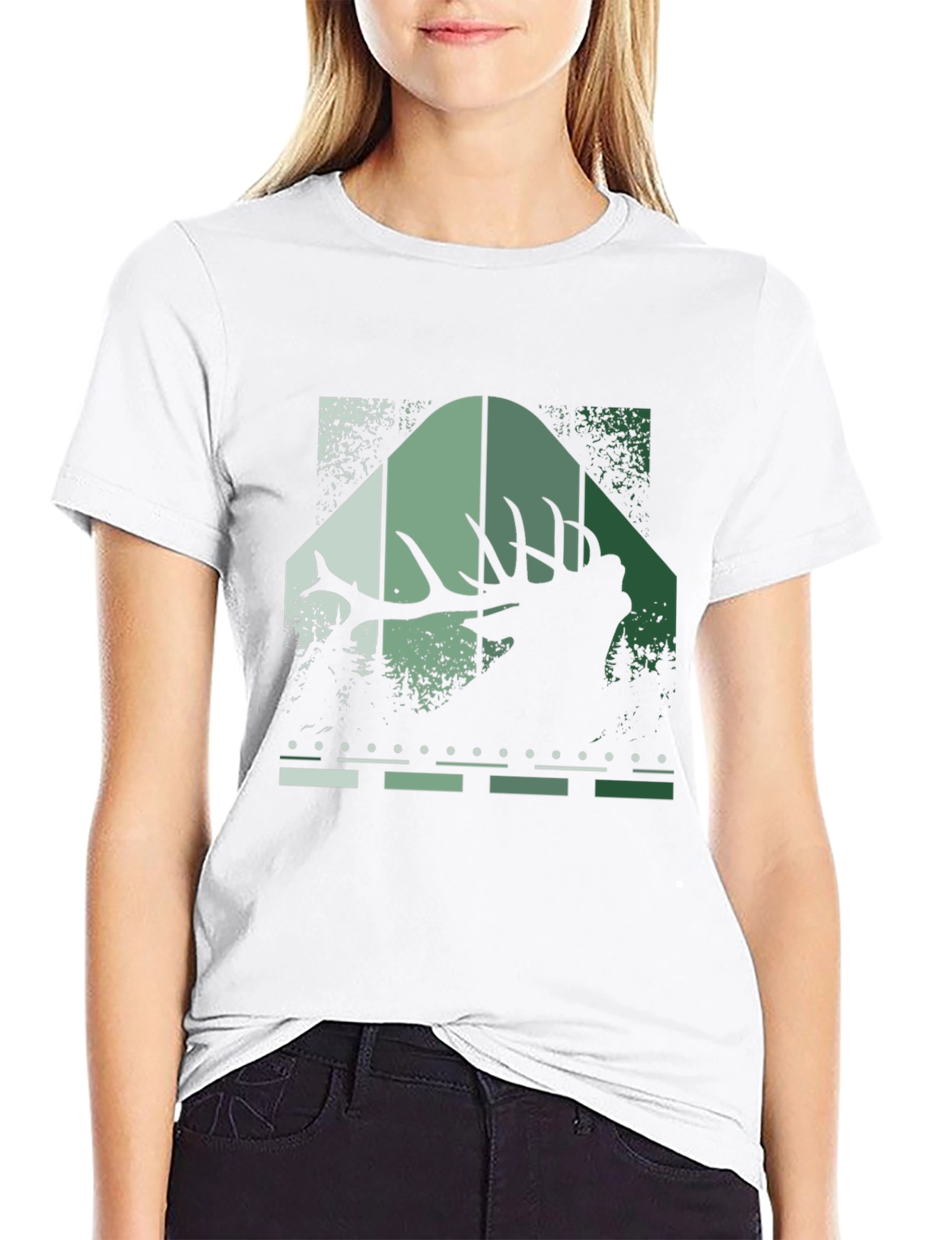 Elk Silhouette Graphic Print Tee - Nature Inspired Style