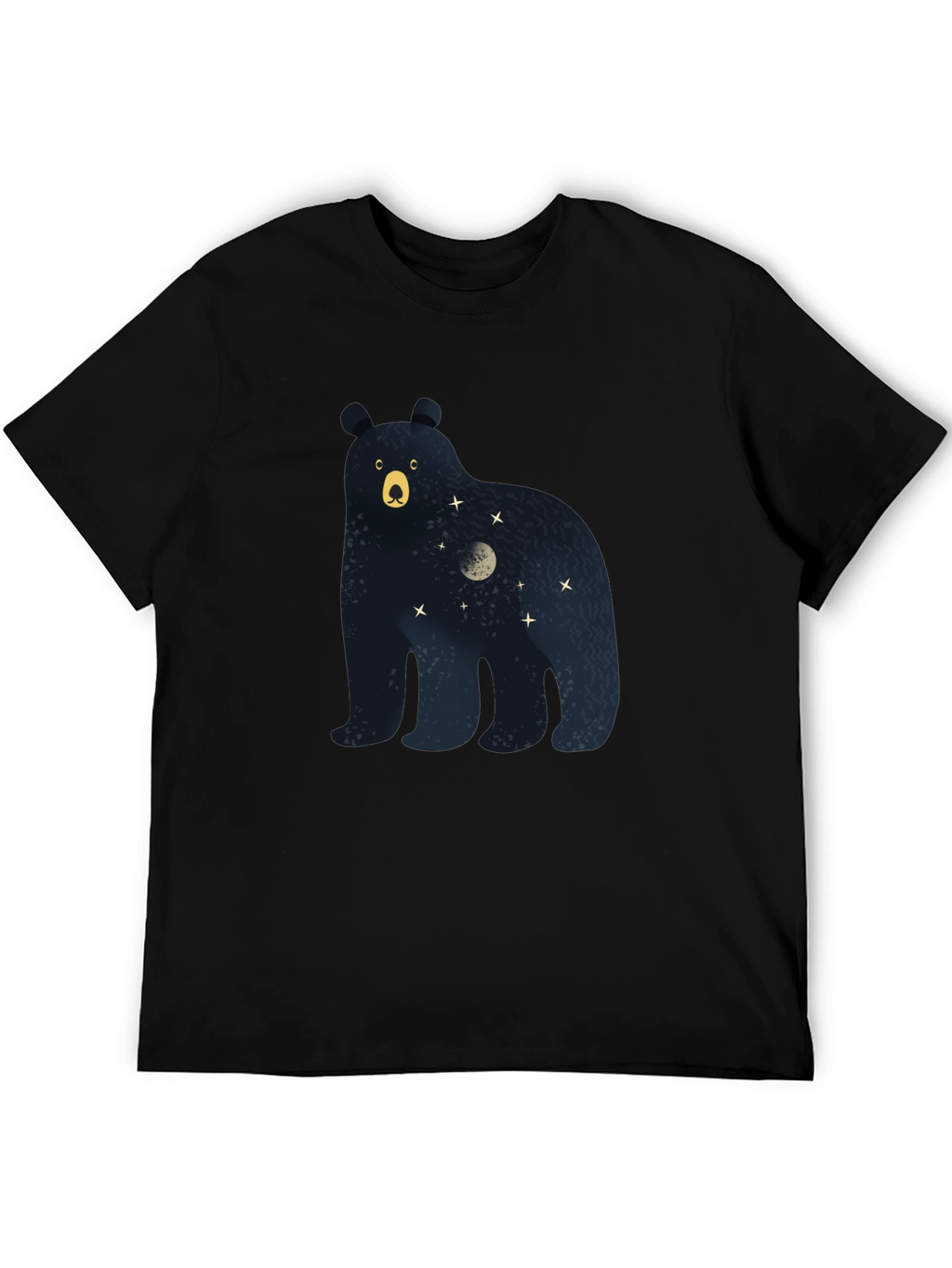 Bear Moon Stars Graphic Print Tee - Black