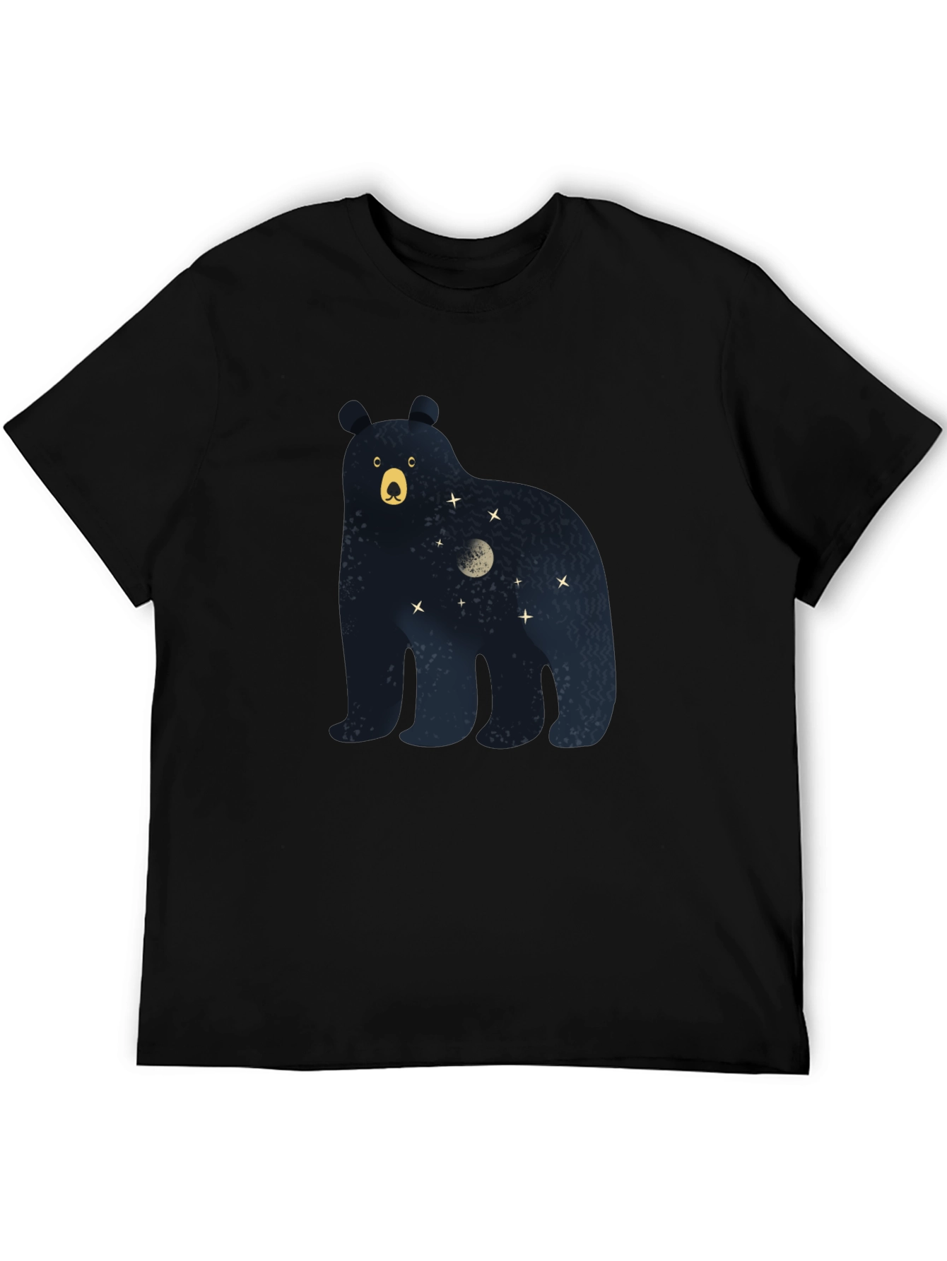 Bear Moon Stars Graphic Print Tee - Black