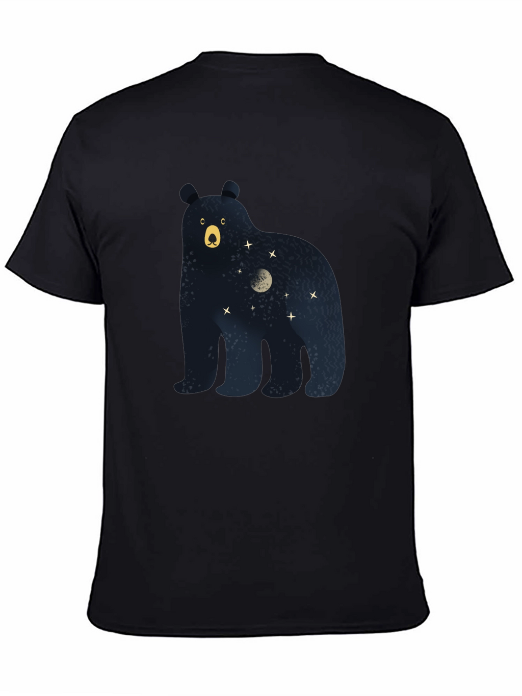 Bear Moon Stars Graphic Print Tee - Black