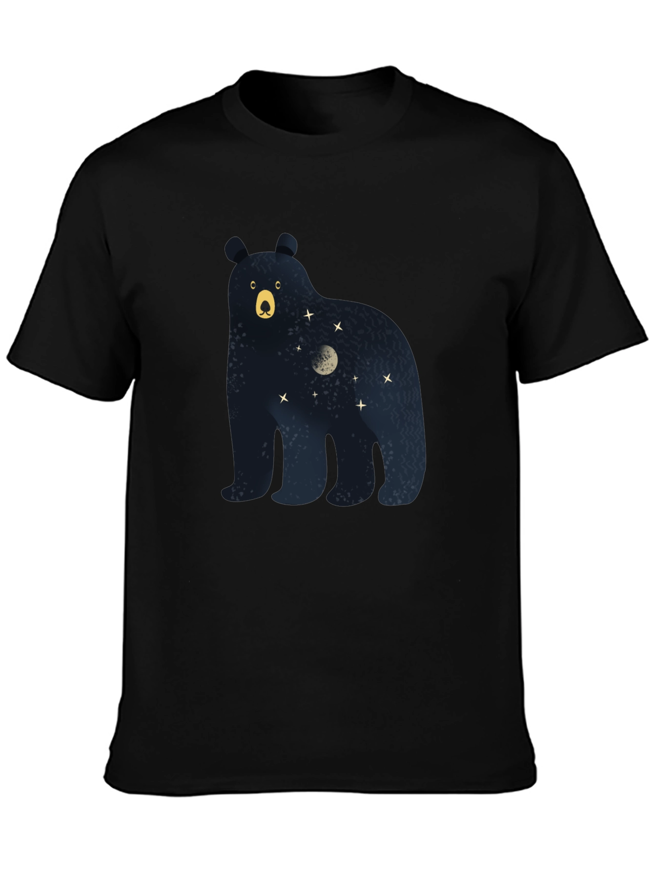 Bear Moon Stars Graphic Print Tee - Black