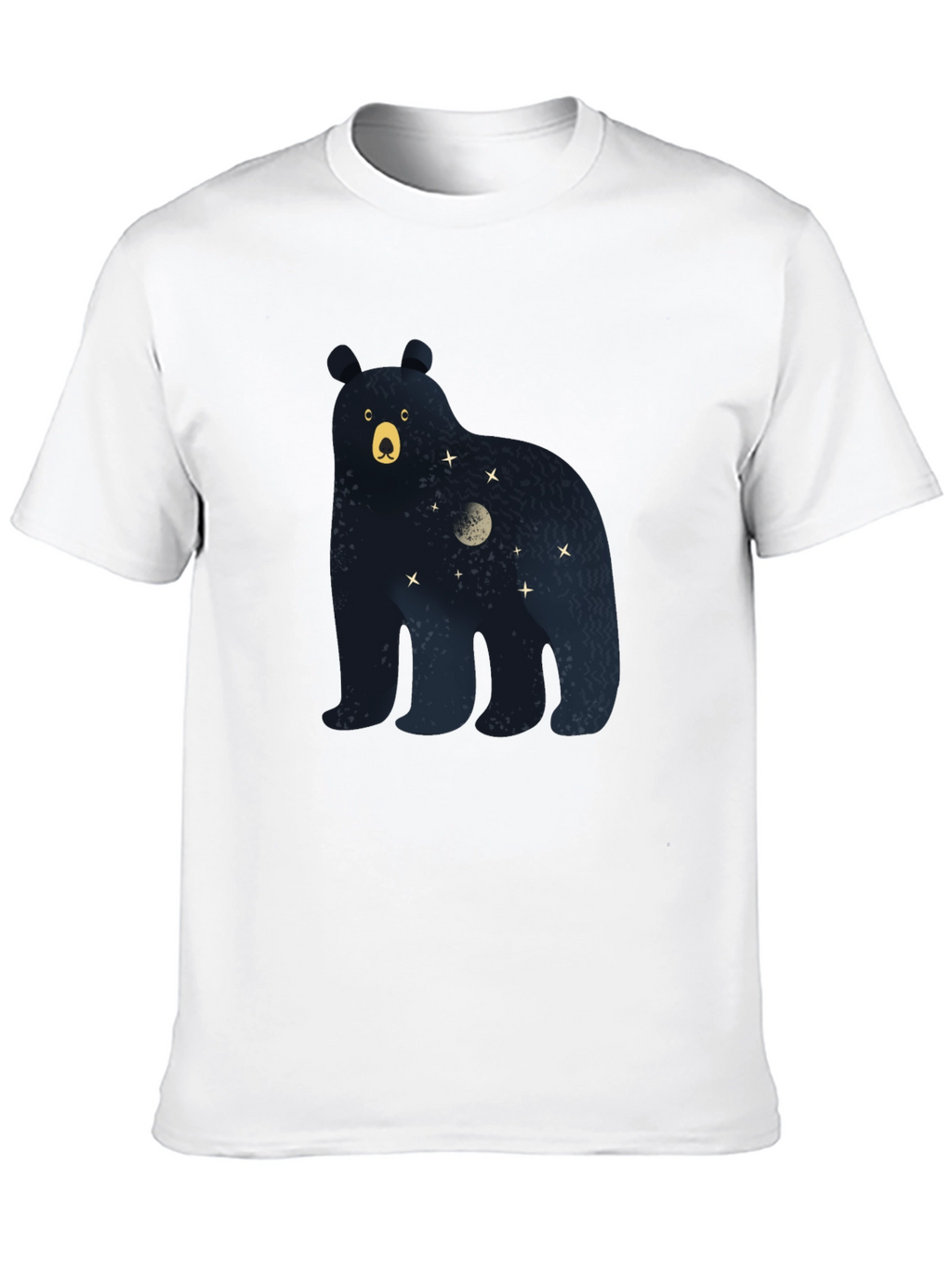Bear Moon Stars Graphic Print Tee - Black