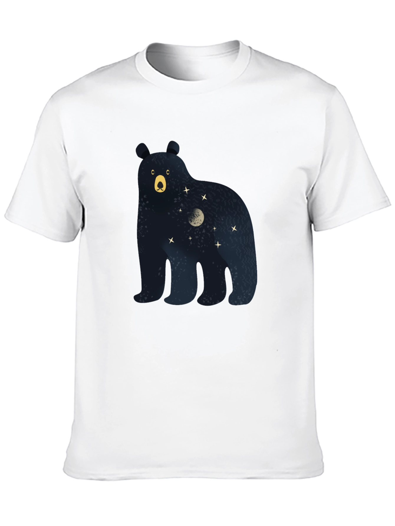 Bear Moon Stars Graphic Print Tee - Black
