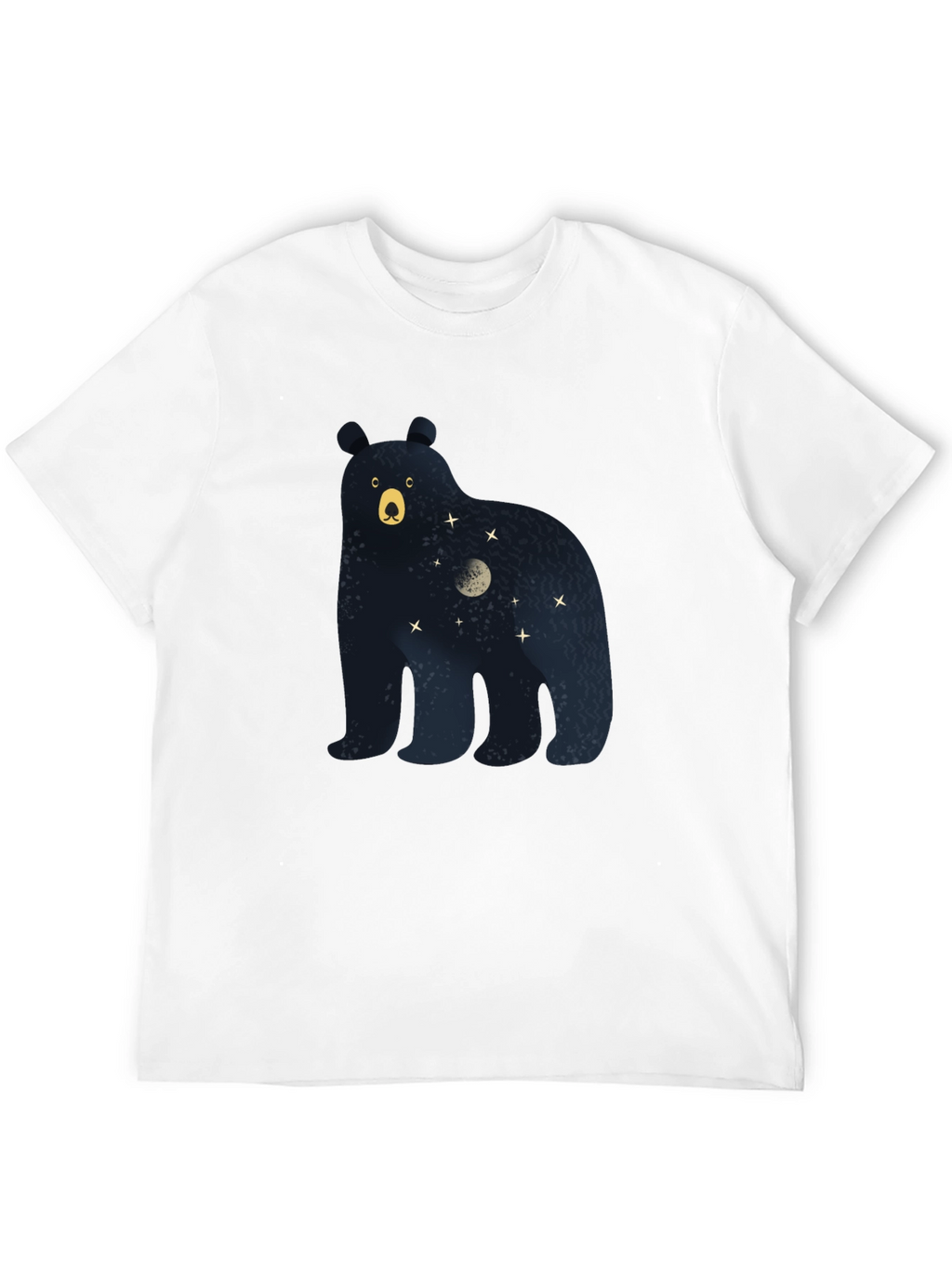 Bear Moon Stars Graphic Print Tee - Black