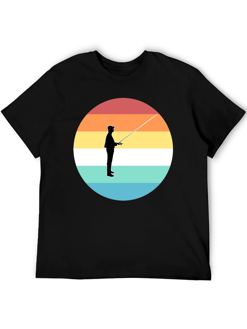 Sunset Fisherman Black T-Shirt