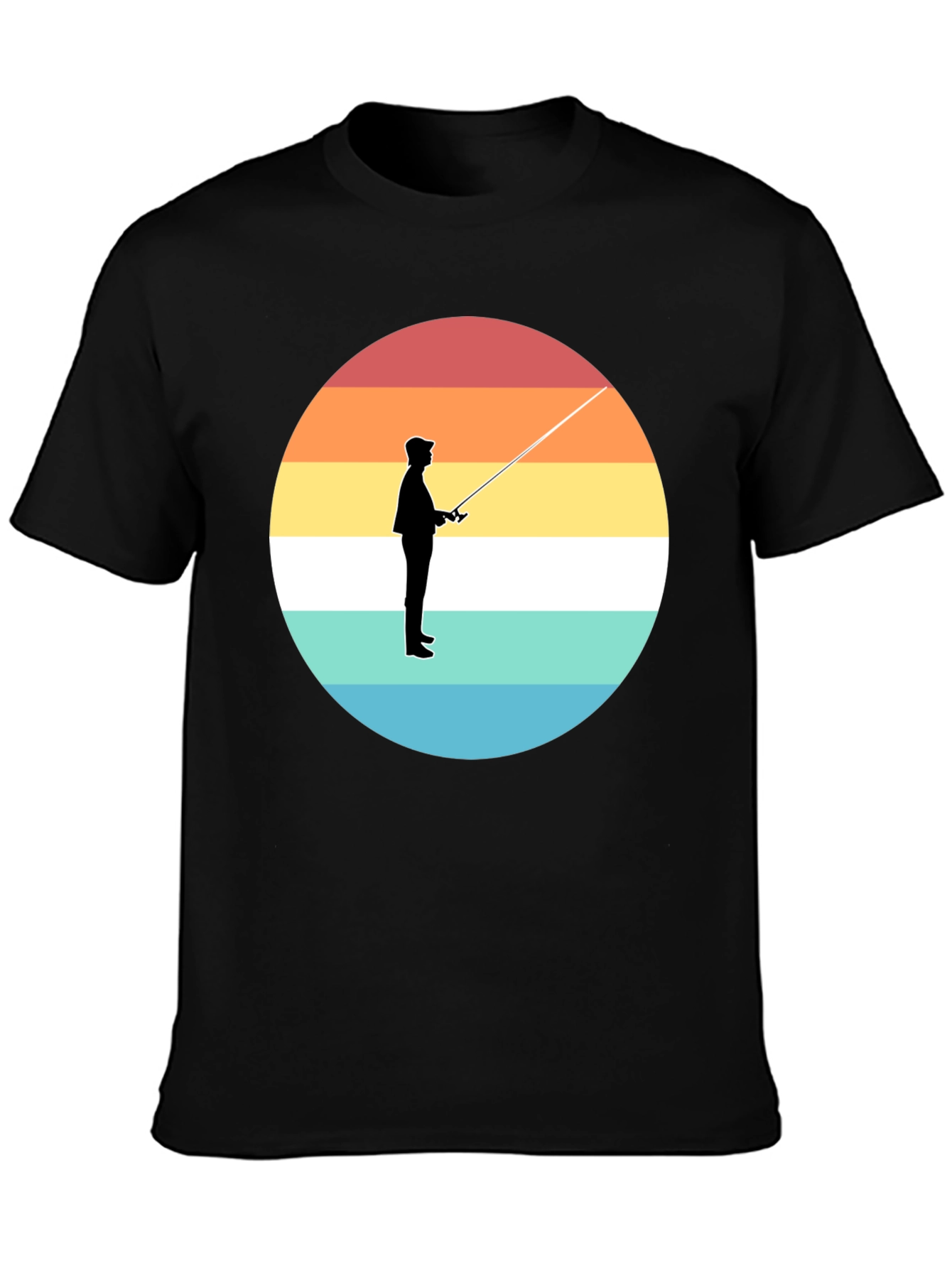 Sunset Fisherman Black T-Shirt