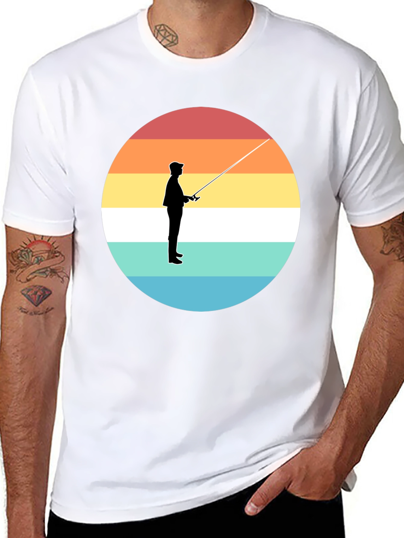 Sunset Fisherman Black T-Shirt