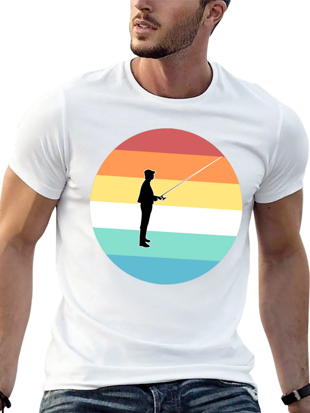 Sunset Fisherman Black T-Shirt