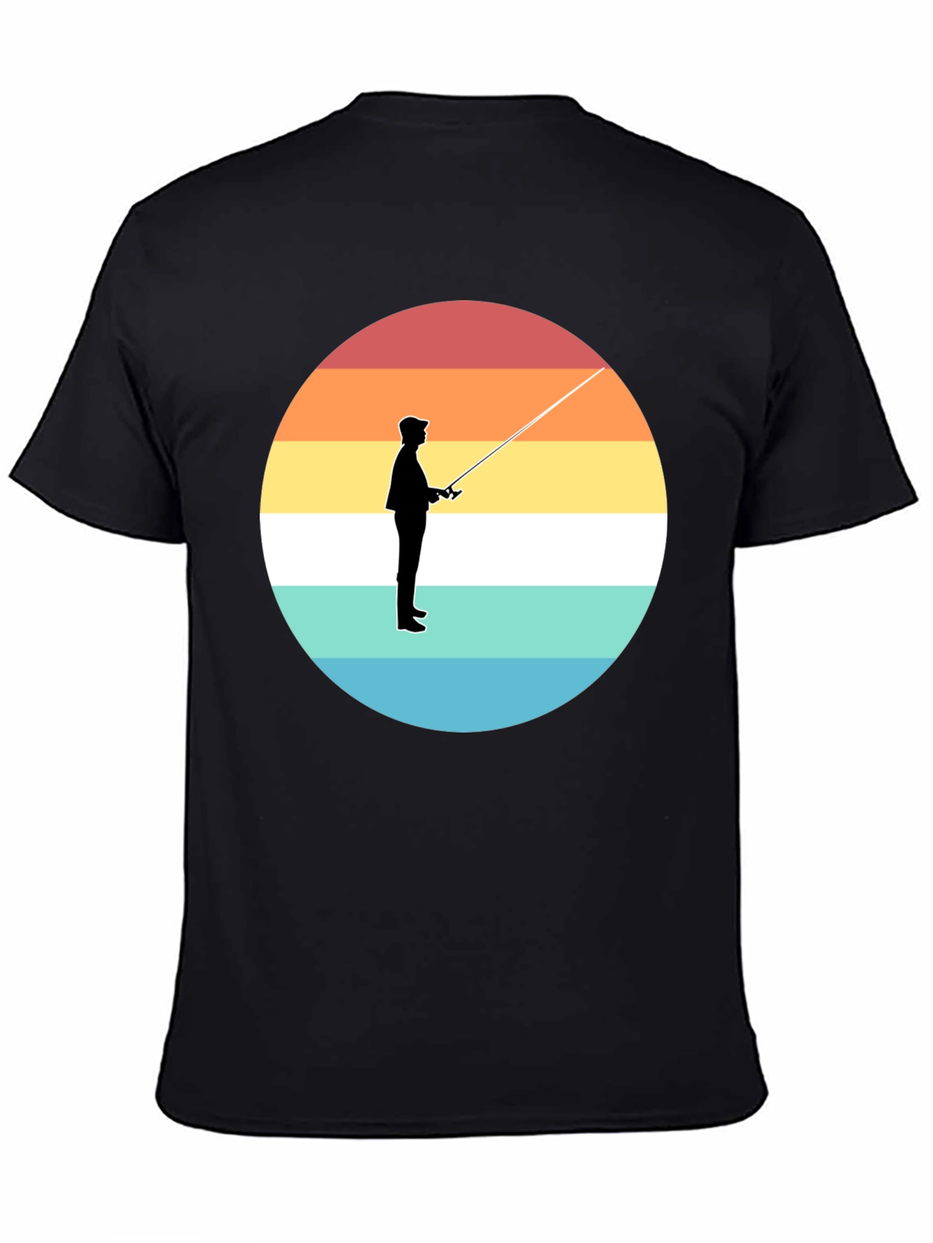 Sunset Fisherman Black T-Shirt