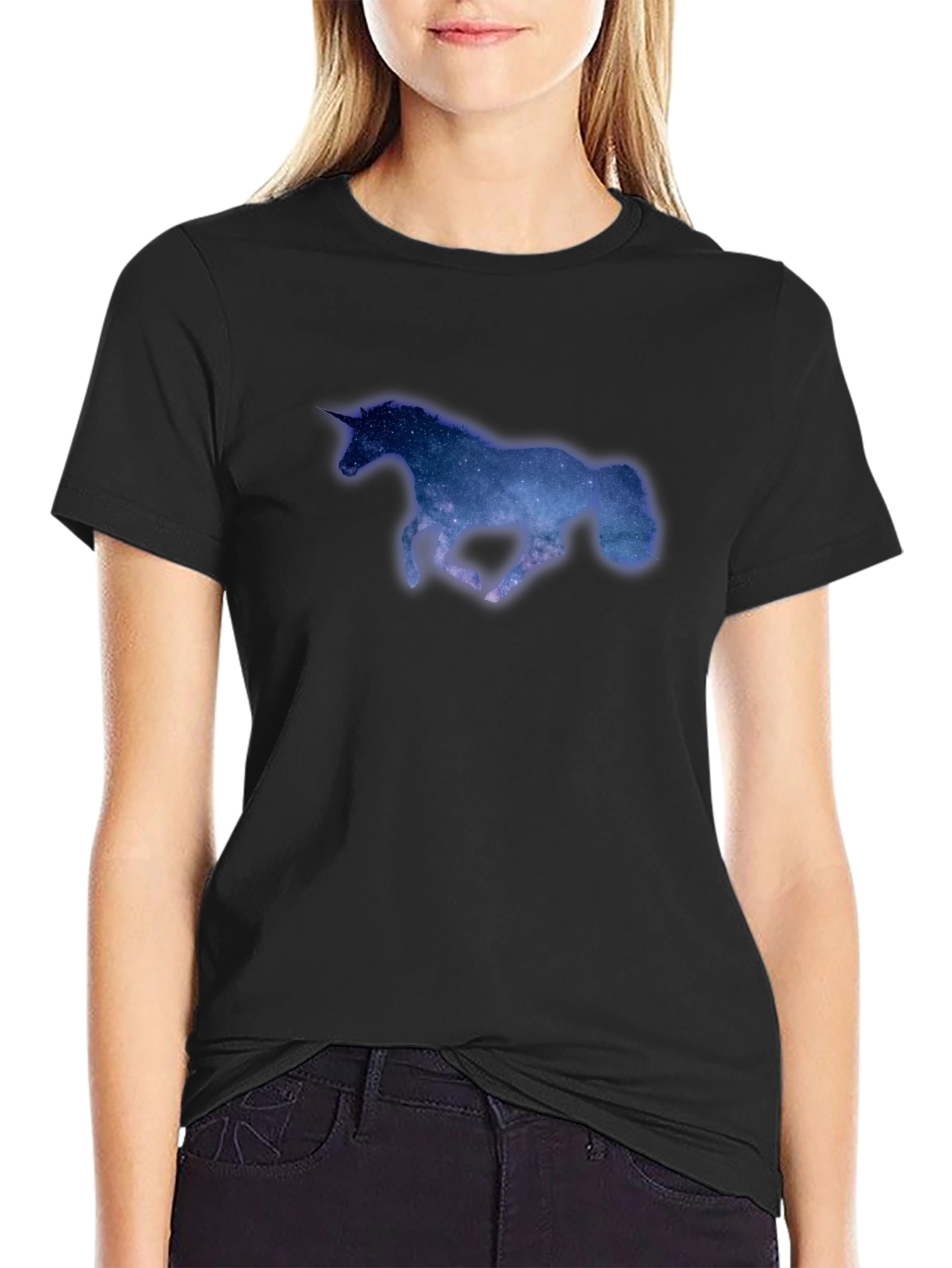 Galaxy Unicorn Black T-Shirt - Mens Short Sleeve