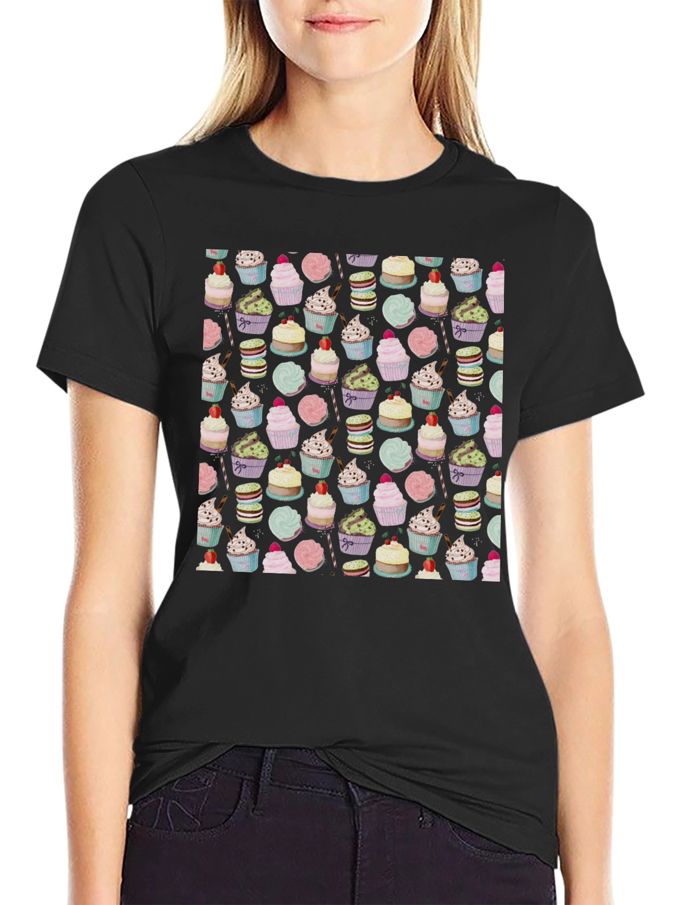 Novelty Cupcake Pattern T-Shirt