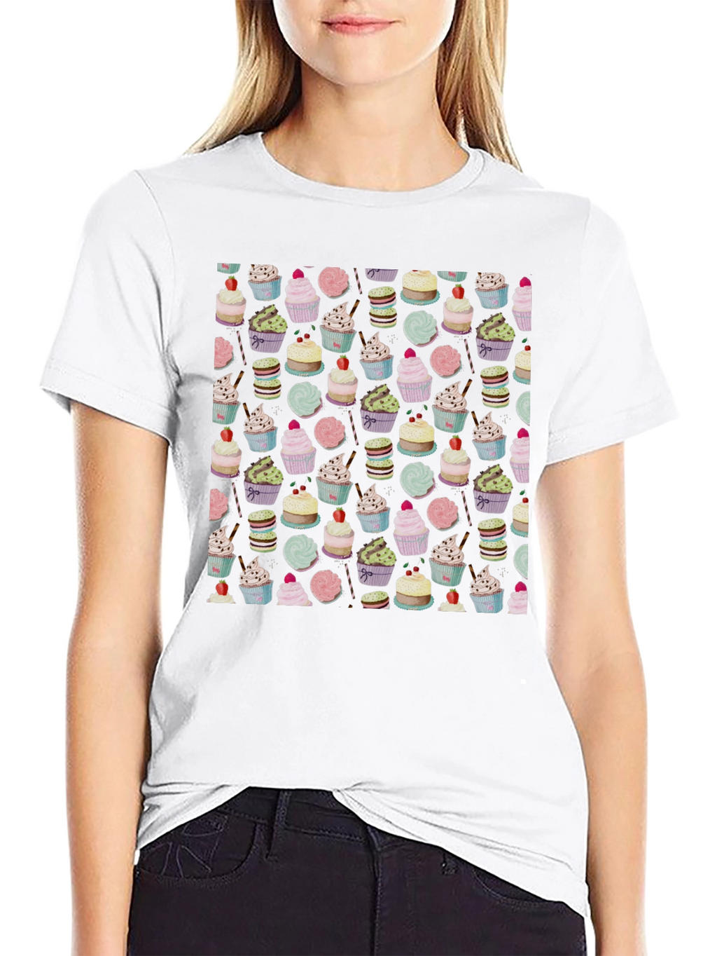 Novelty Cupcake Pattern T-Shirt