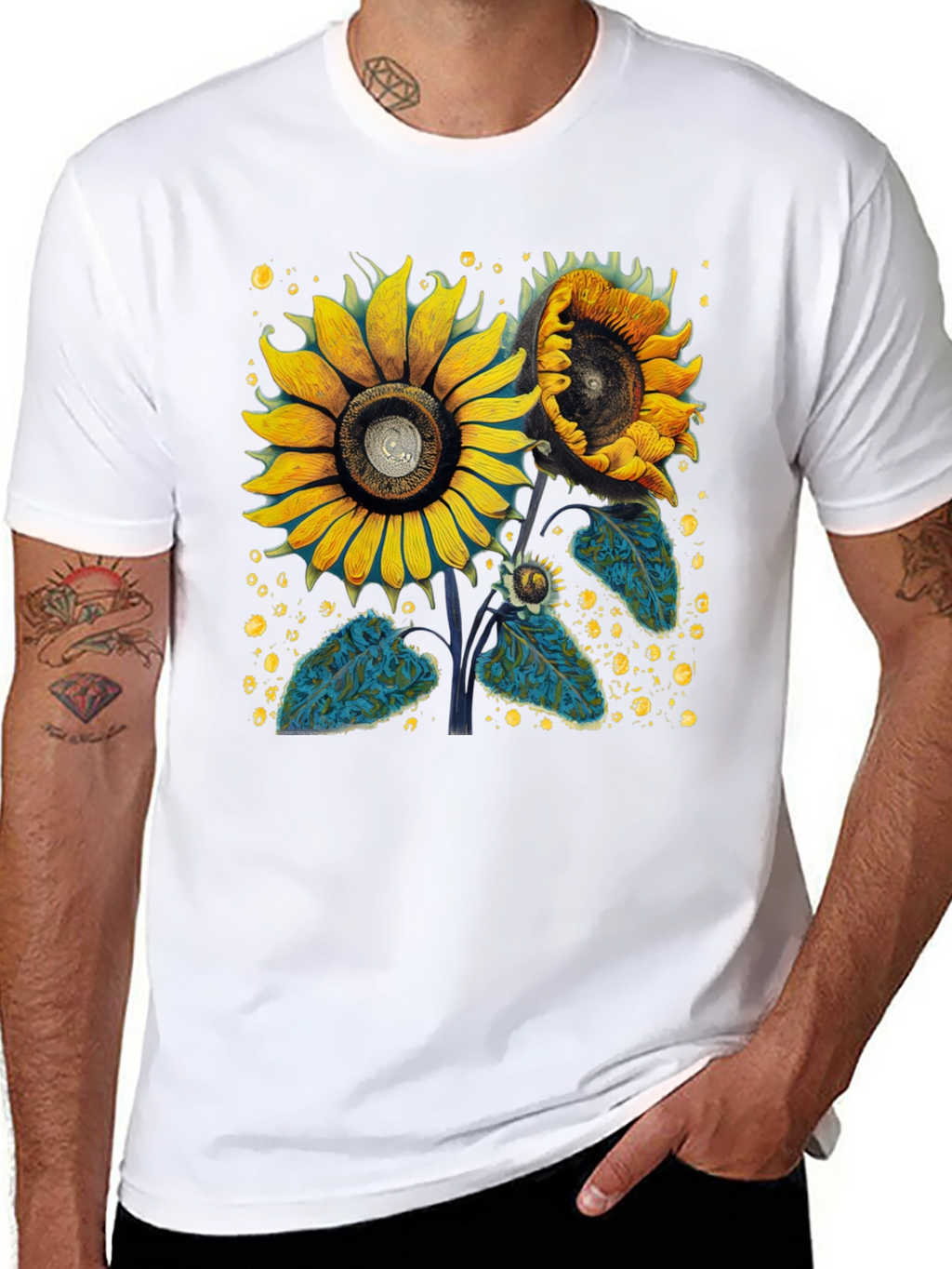 Sunflower Graphic Tee - Black Cotton T-Shirt