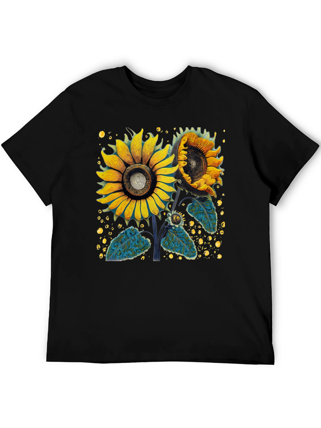Sunflower Graphic Tee - Black Cotton T-Shirt