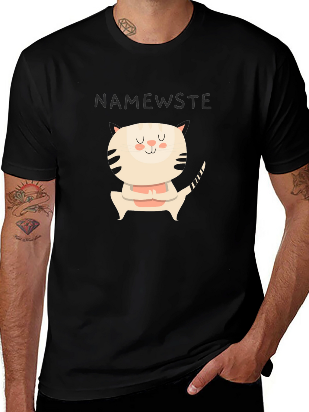 Namewste Cat Yoga Black T-Shirt