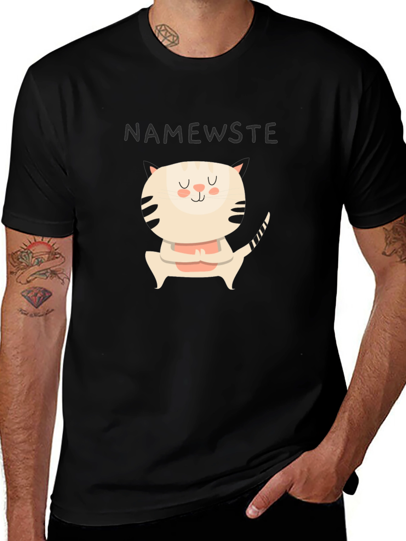 Namewste Cat Yoga Black T-Shirt