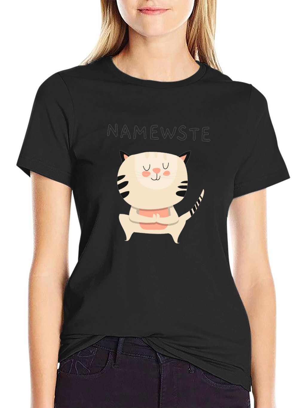 Namewste Cat Yoga Black T-Shirt