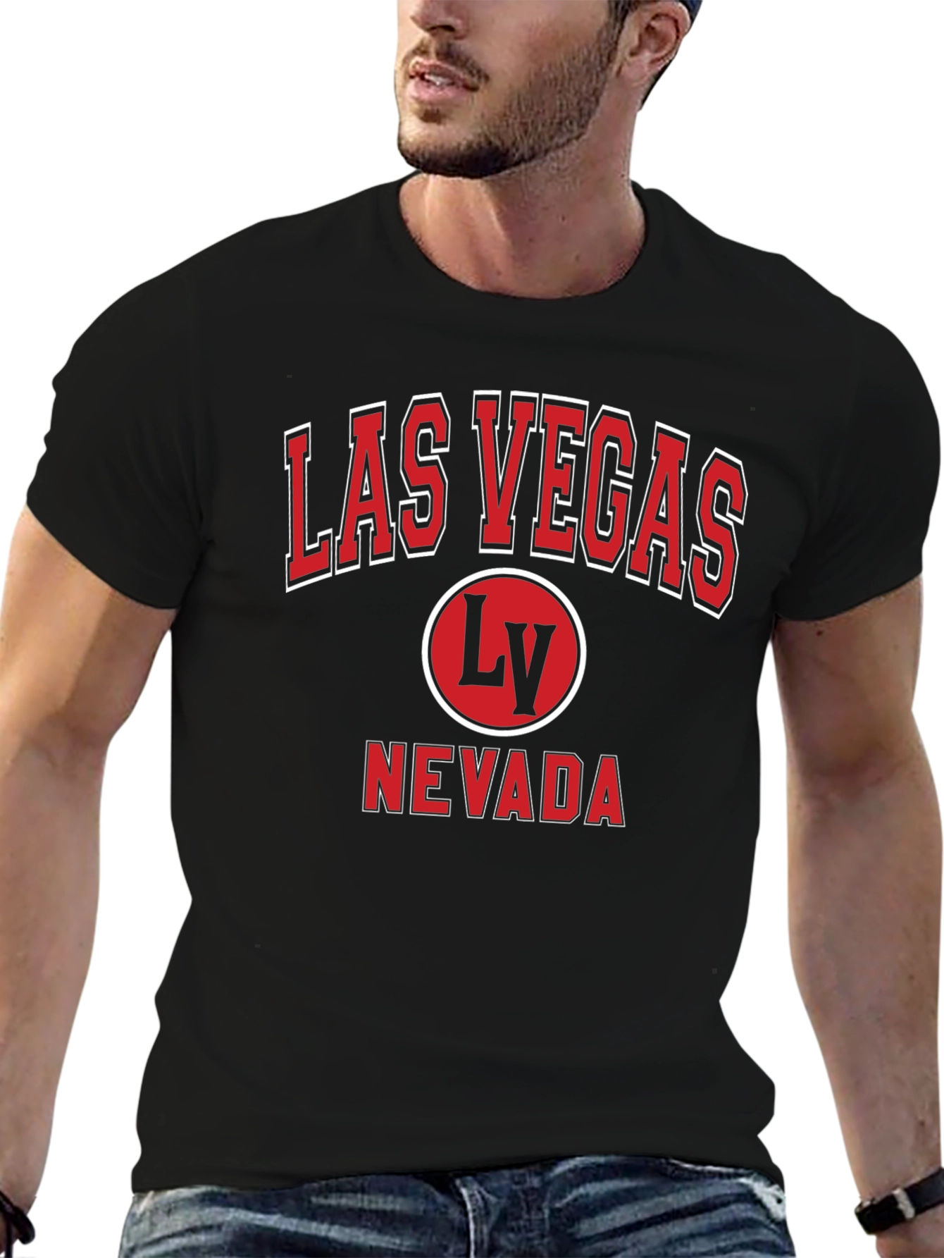 Las Vegas Nevada Graphic Tee - Black Cotton Casual Shirt