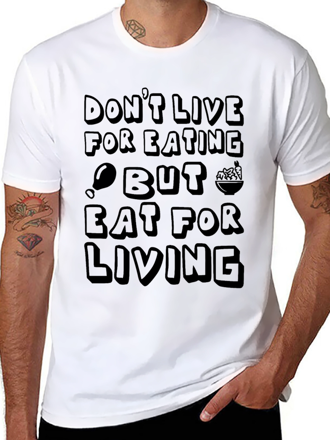 Eat For Living Graphic T-Shirt - Black