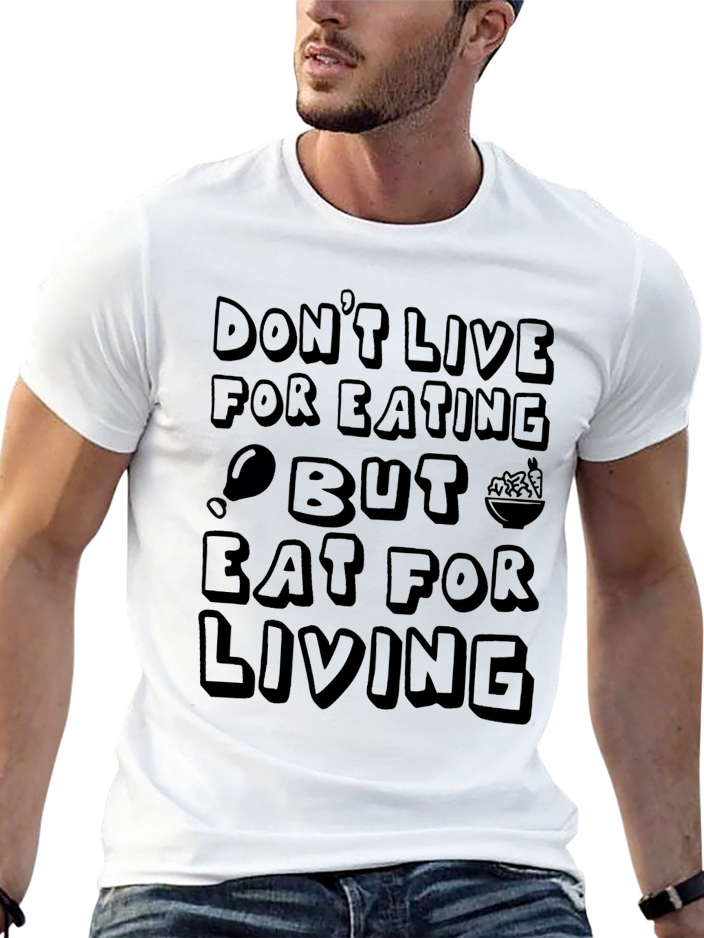 Eat For Living Graphic T-Shirt - Black