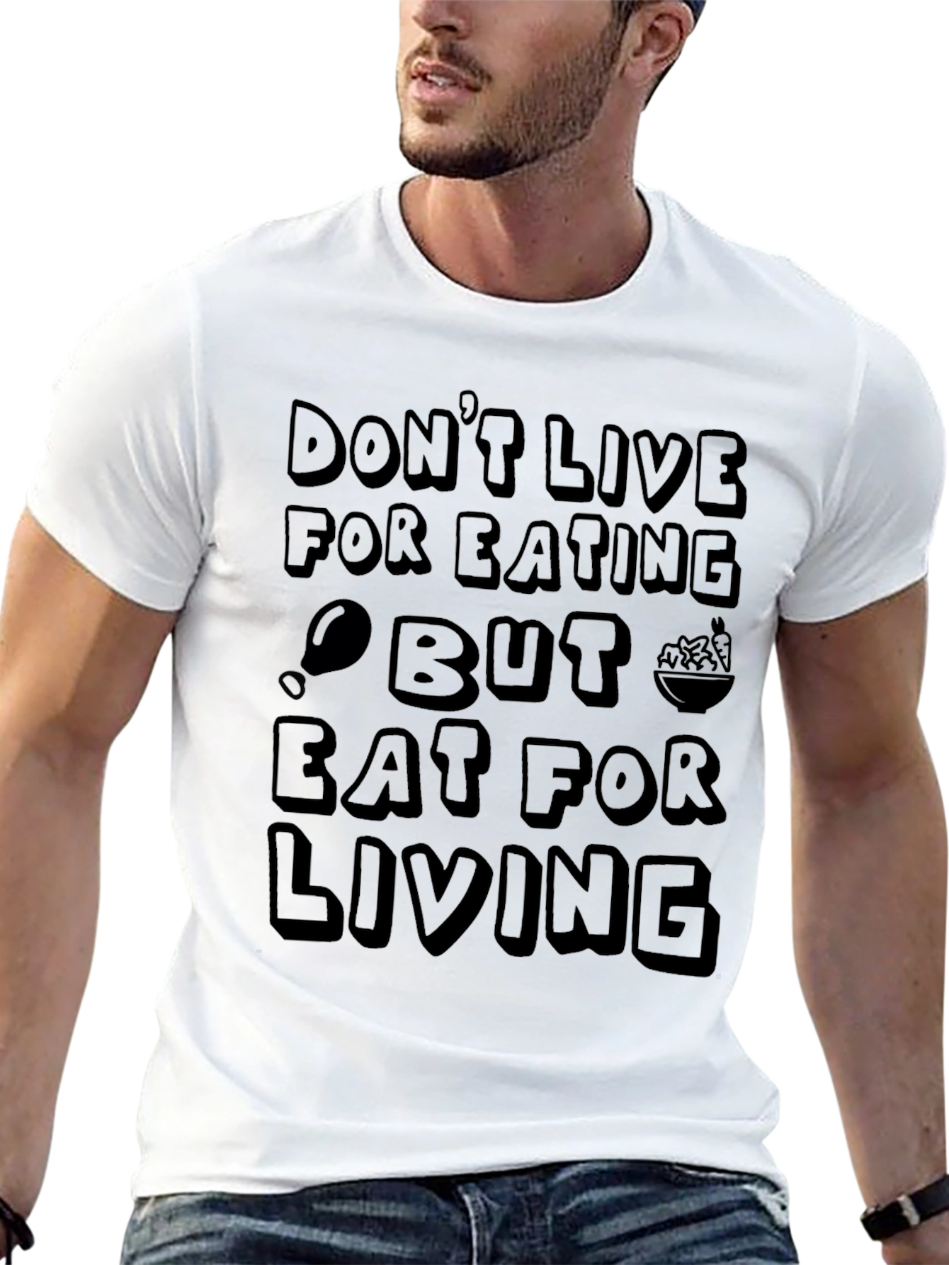 Eat For Living Graphic T-Shirt - Black