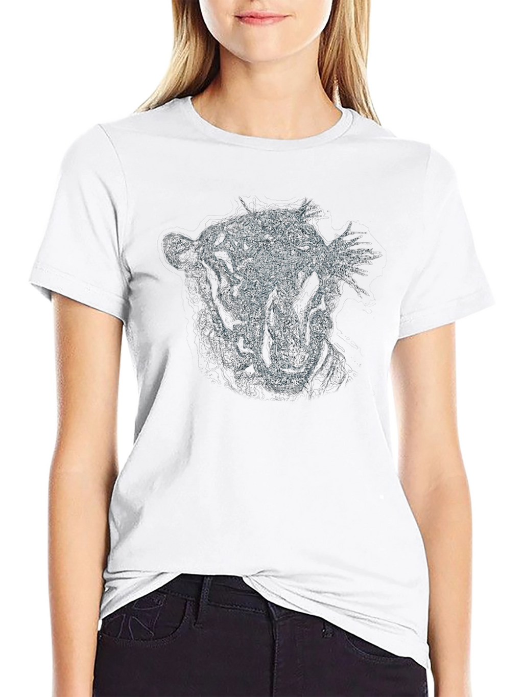 Roaring Tiger Graphic Print Black T-Shirt