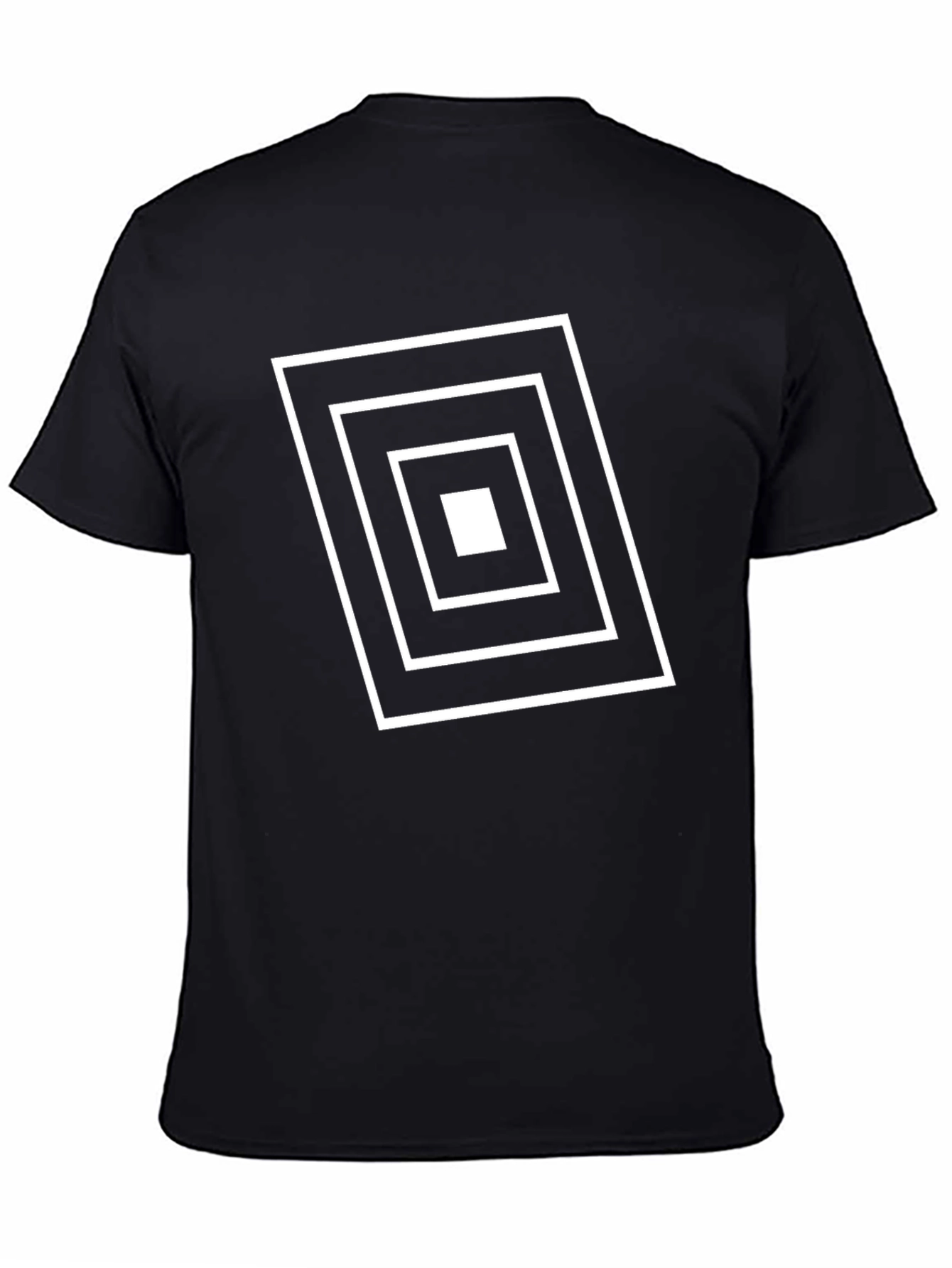 Geometric Square Design Black T-Shirt