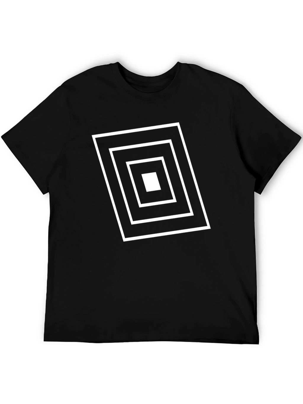 Geometric Square Design Black T-Shirt