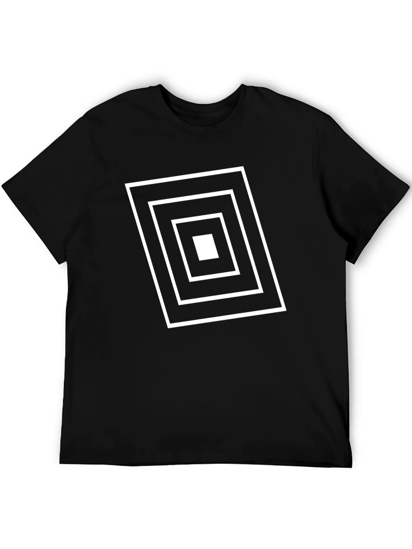 Geometric Square Design Black T-Shirt
