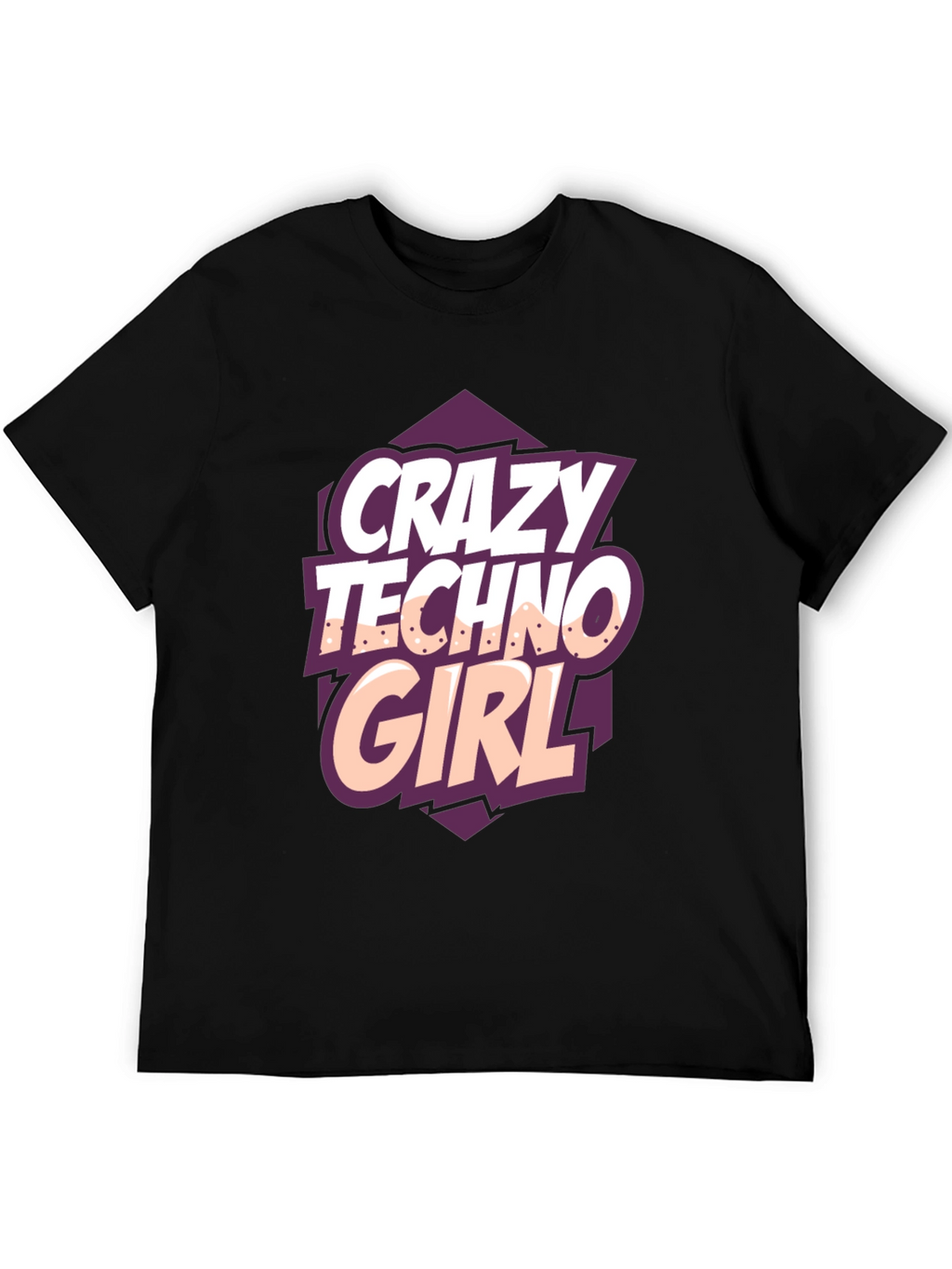 Crazy Techno Girl Black T-Shirt