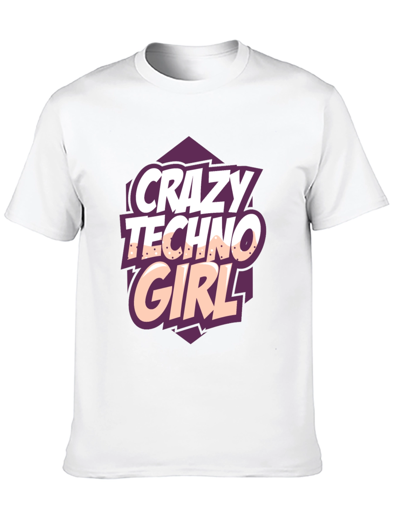 Crazy Techno Girl Black T-Shirt