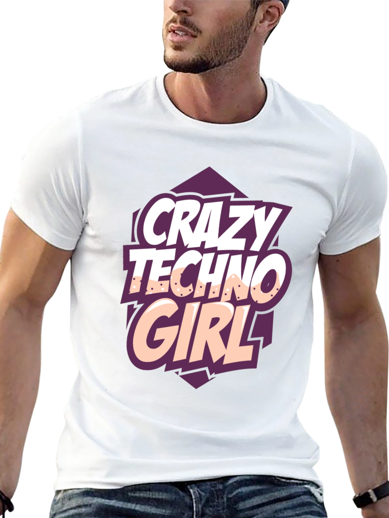 Crazy Techno Girl Black T-Shirt