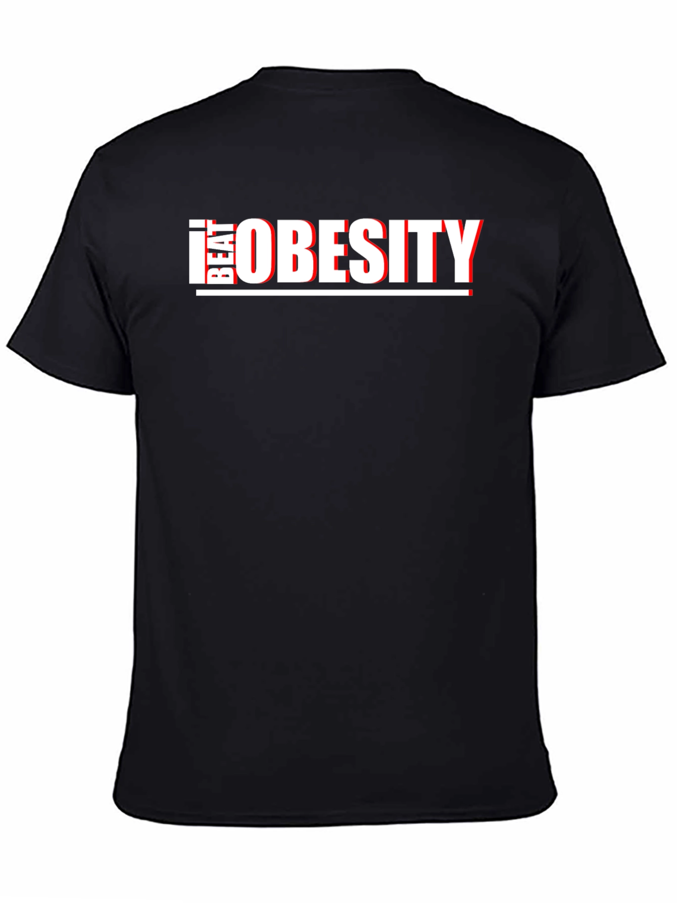 Beat Obesity T-Shirt - Black Graphic Tee