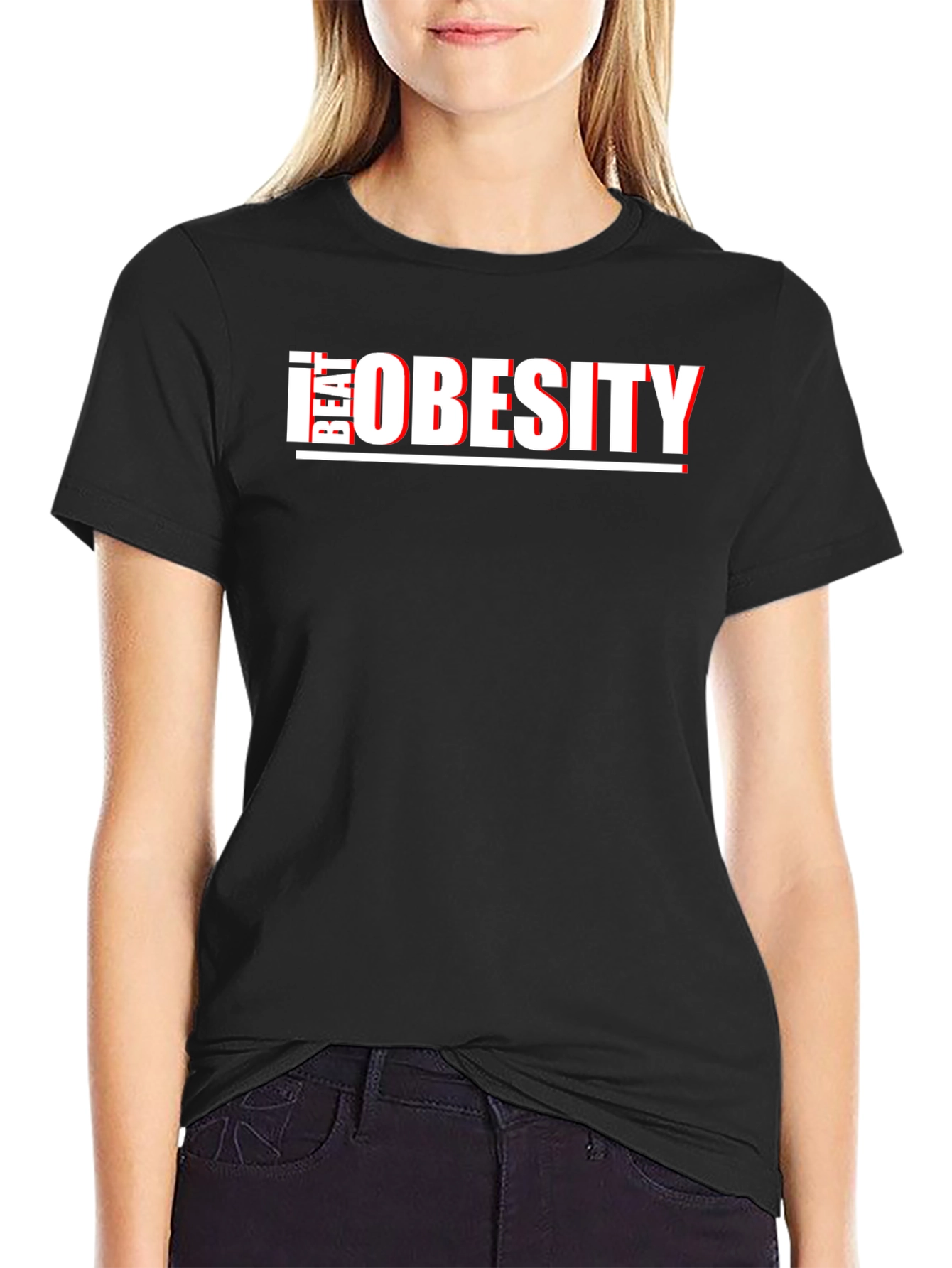 Beat Obesity T-Shirt - Black Graphic Tee