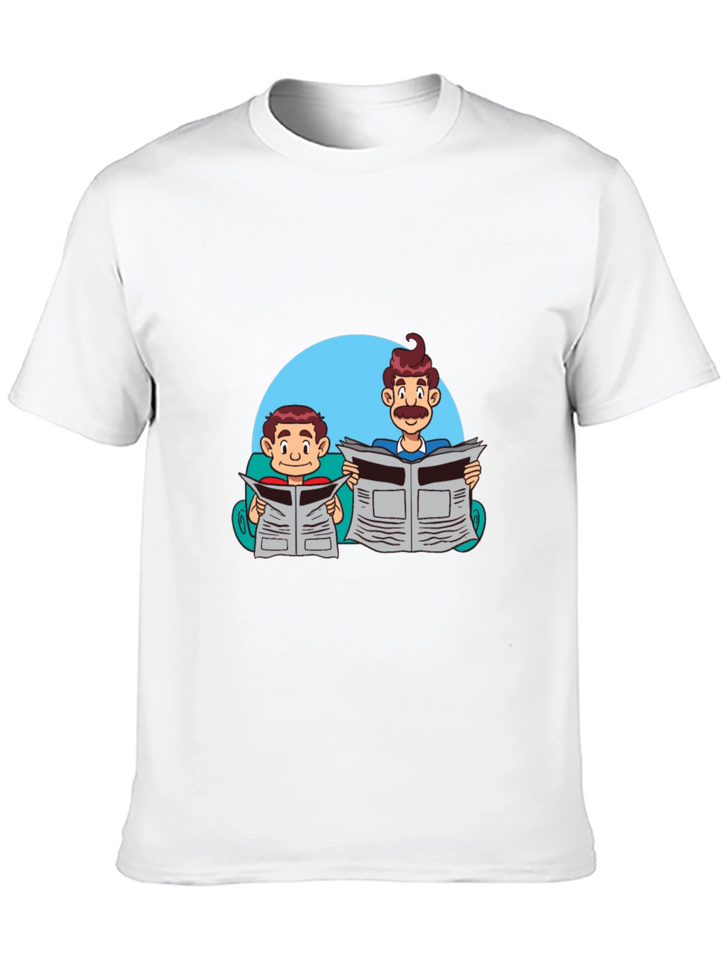 Cartoon Dad and Son Newspaper T-Shirt