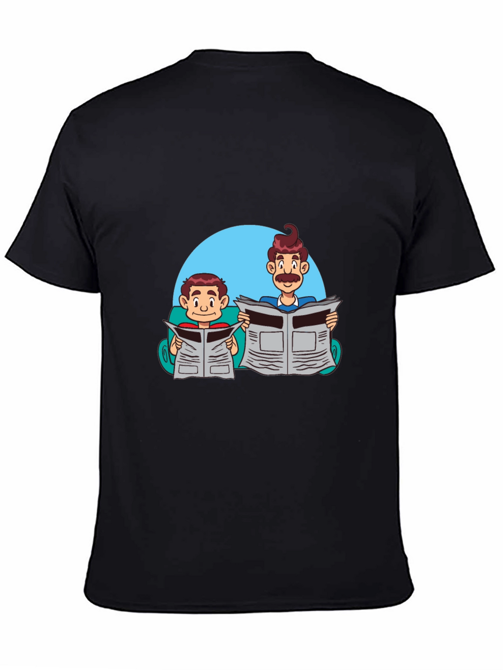 Cartoon Dad and Son Newspaper T-Shirt