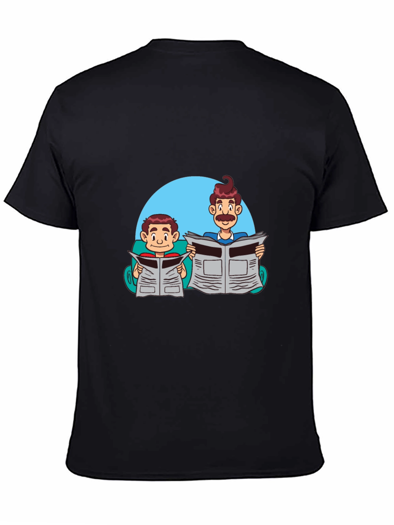 Cartoon Dad and Son Newspaper T-Shirt