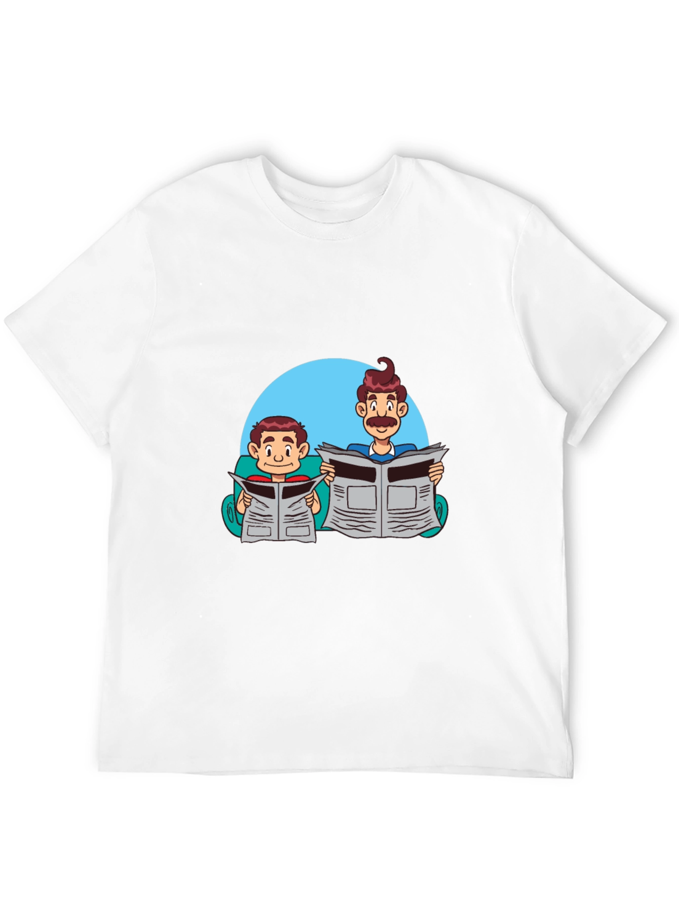 Cartoon Dad and Son Newspaper T-Shirt