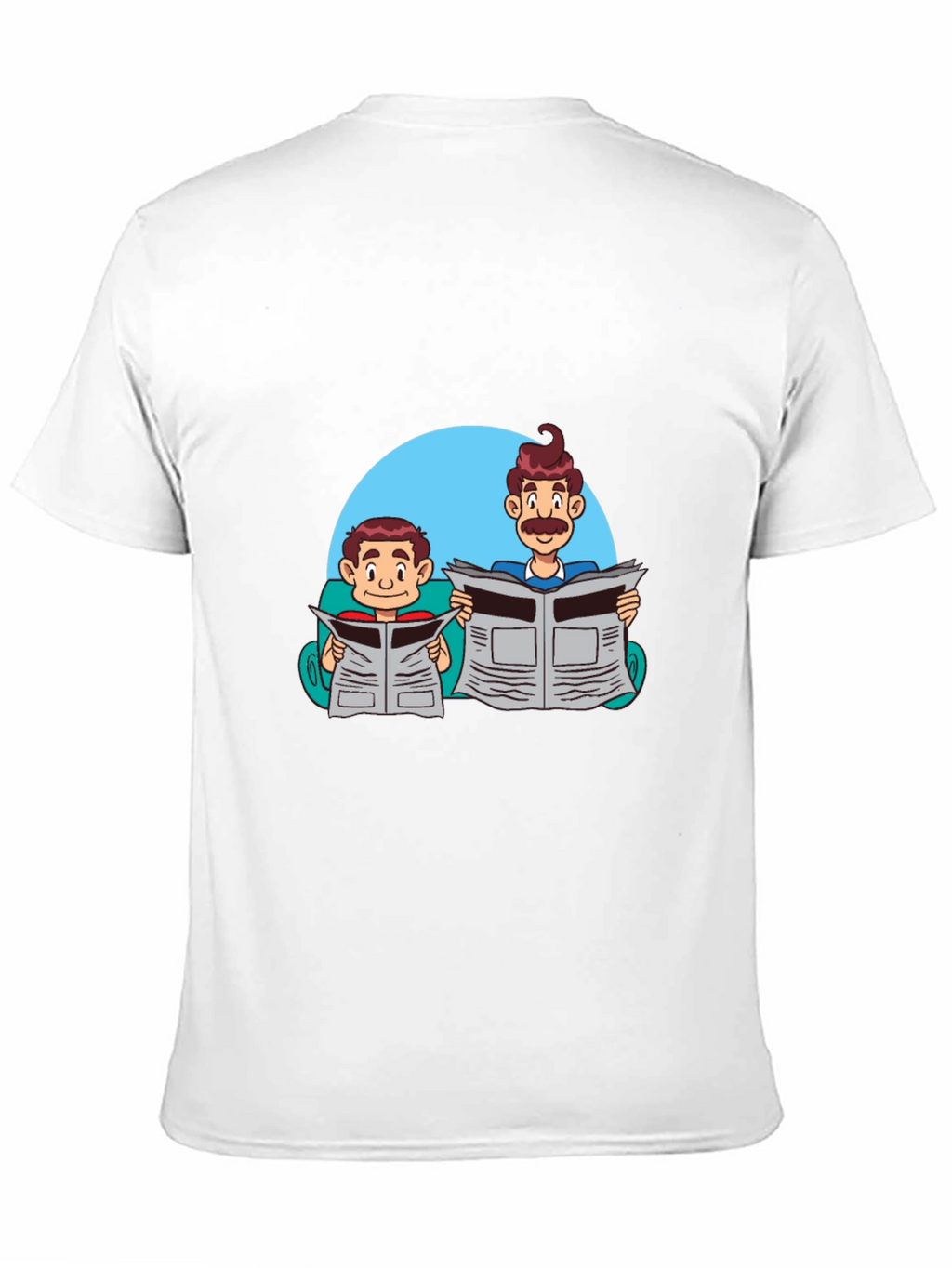 Cartoon Dad and Son Newspaper T-Shirt