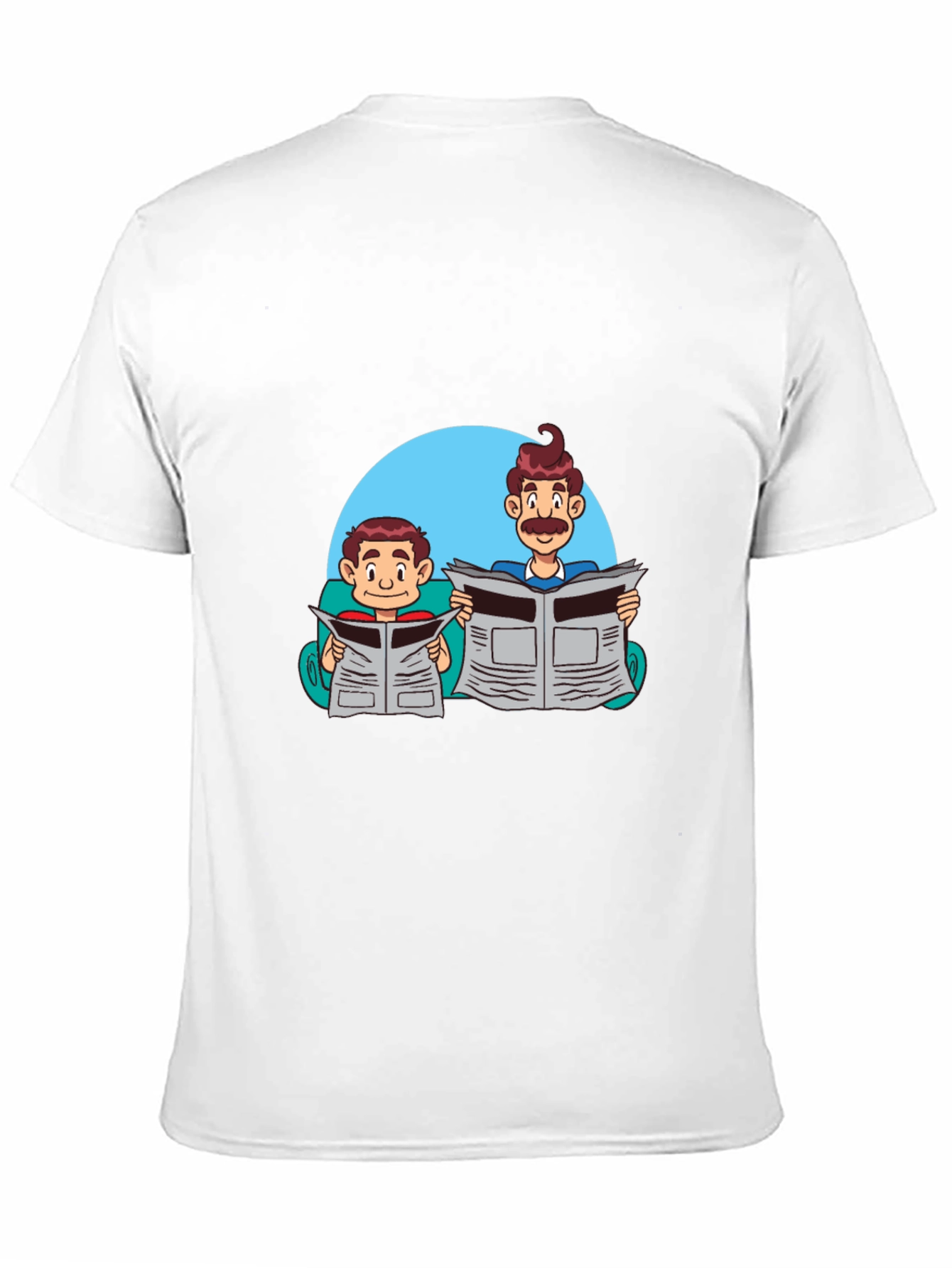 Cartoon Dad and Son Newspaper T-Shirt