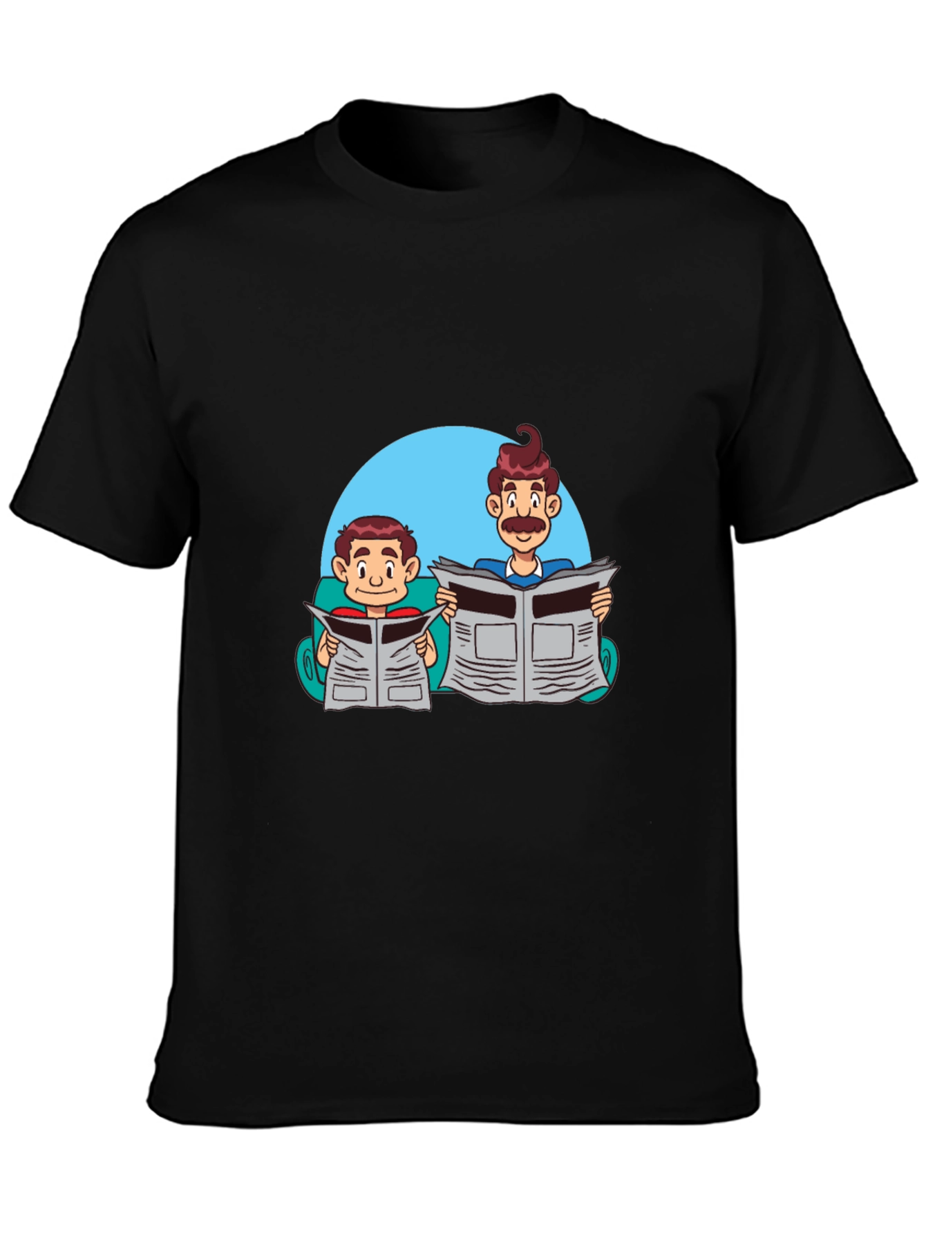 Cartoon Dad and Son Newspaper T-Shirt