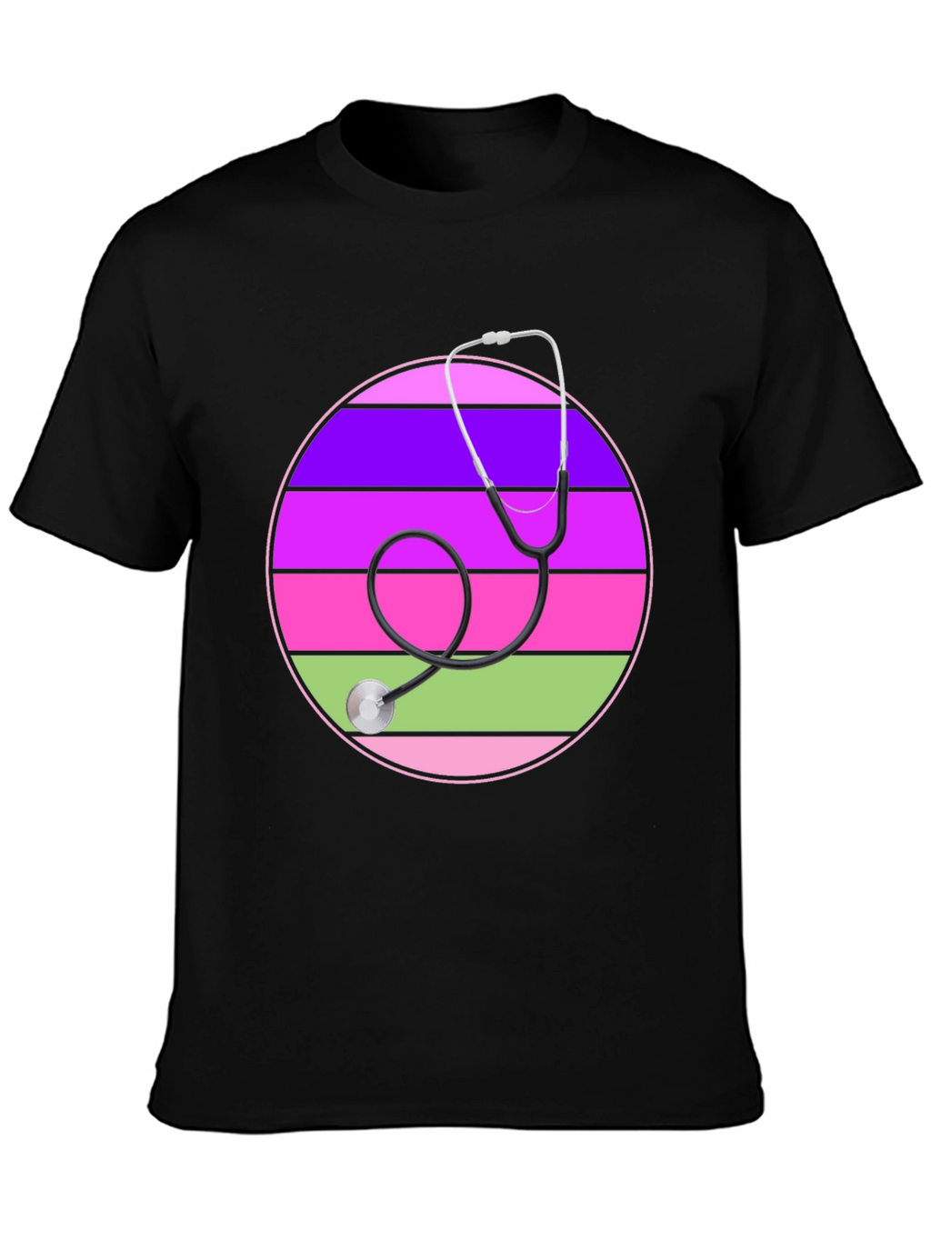 Stethoscope Striped Circle Graphic Tee