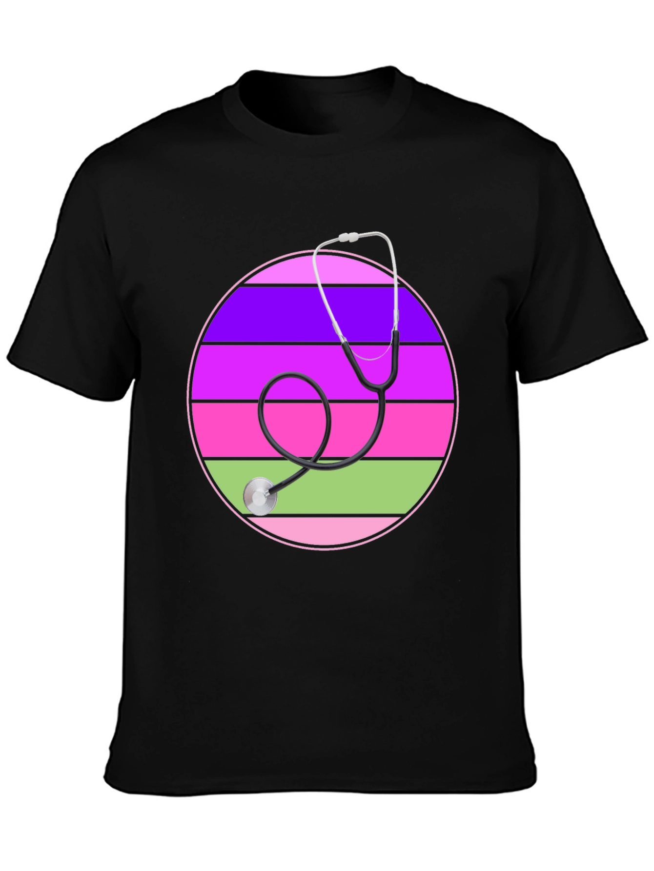 Stethoscope Striped Circle Graphic Tee
