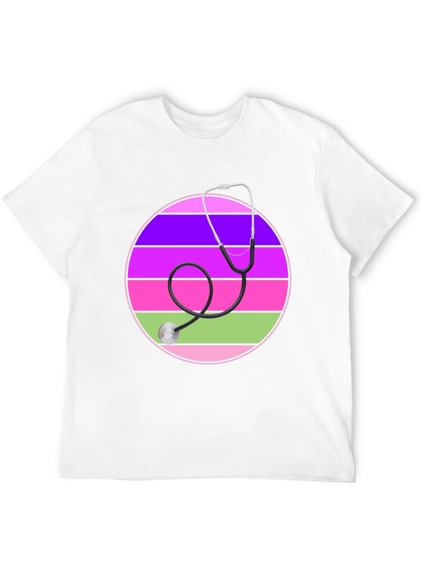 Stethoscope Striped Circle Graphic Tee