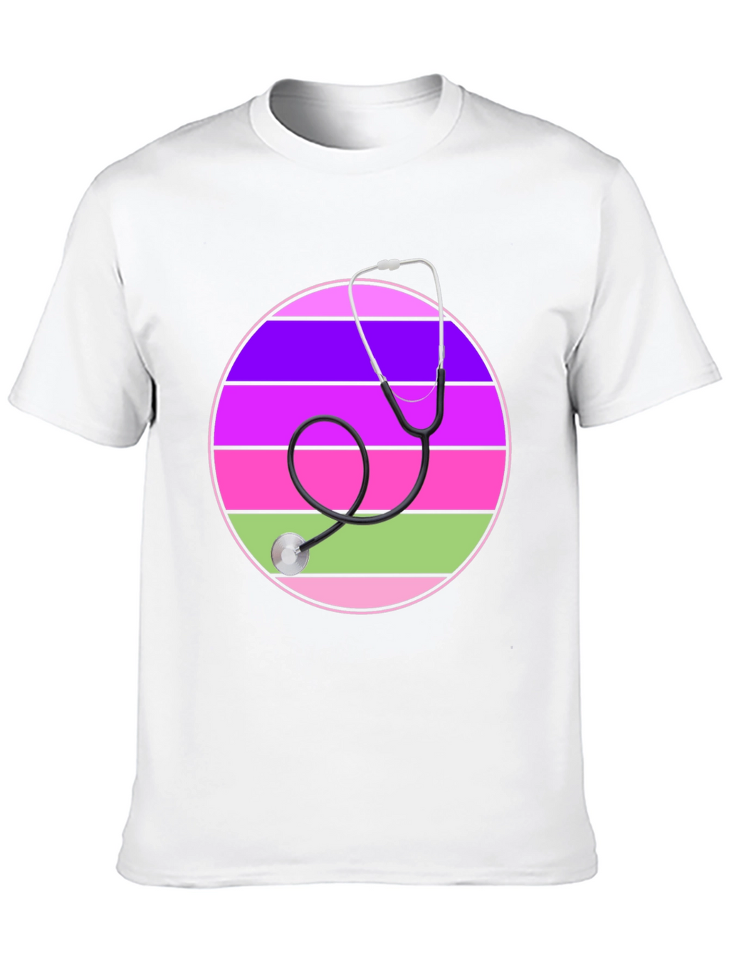 Stethoscope Striped Circle Graphic Tee